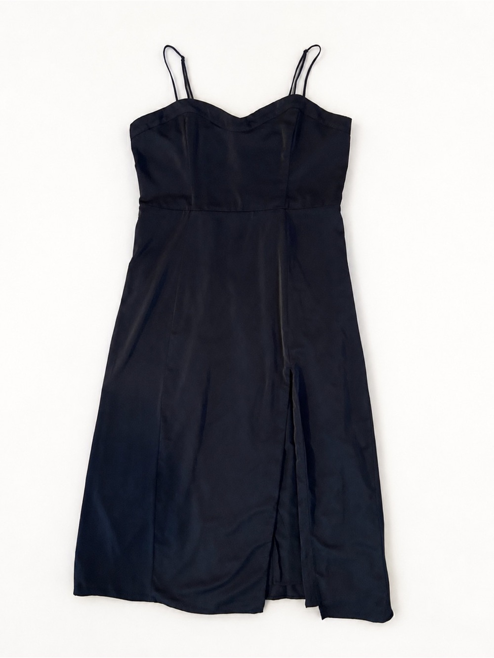 Abercrombie & Fitch Satin High-Slit Midi Dress Black XL